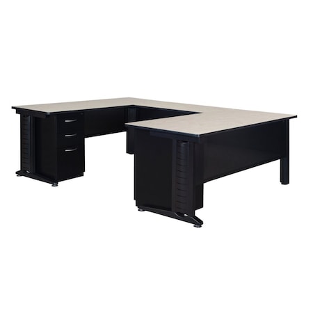 Fusion Fusion U-Desks with Storage, 102 D X 29 H, 72 W X Wood, Metal, Maple MUD723048PL